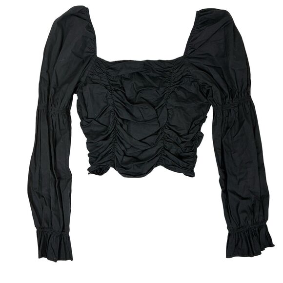 H&M Tops - Goth Grunge H&M Black Top Sz S Long Sleeve Smocked Dark Witchy Vamp